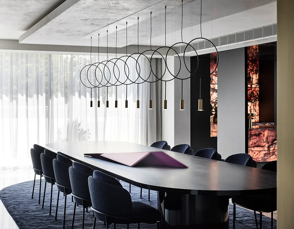 Suspension lamp Revolta REV_3635R Black / Satin gold - White canopy