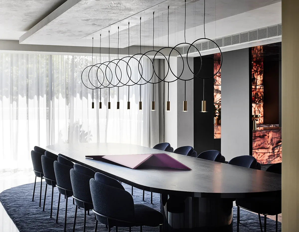 Suspension lamp Revolta REV_3635R Black / Satin gold - White canopy
