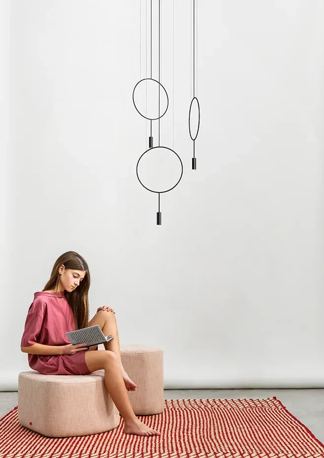Suspension lamp Revolta REV_3635R Black / Satin gold - White canopy