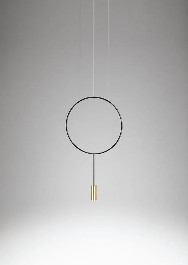 Suspension lamp Revolta REV_3635R Black / Satin gold - White canopy