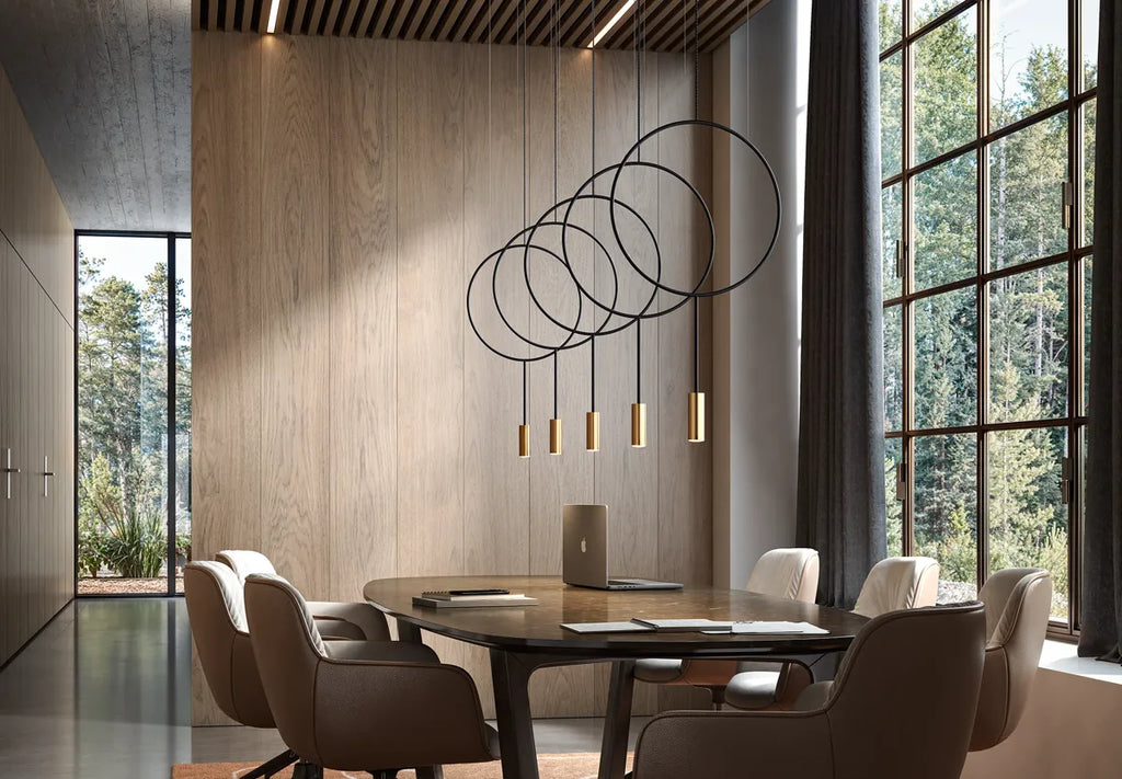 Suspension lamp Revolta REV_3635R Black / Satin gold - White canopy