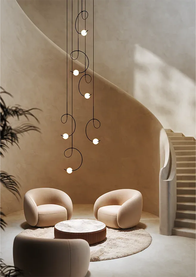 Suspension lamp Loop LOO_4125R Black - White canopy