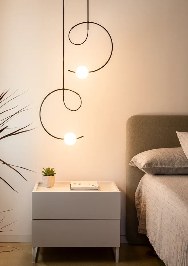 Suspension lamp Loop LOO_4125R Black - White canopy