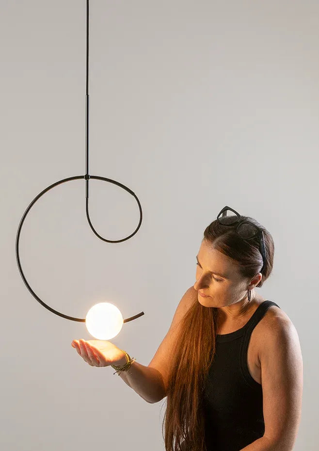 Suspension lamp Loop LOO_4125R Black - White canopy