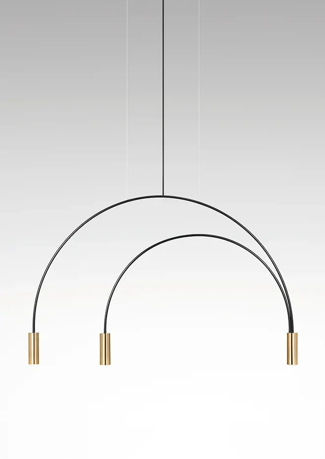 Suspension lamp Volta VOL_3536S Black / Satin gold - White canopy