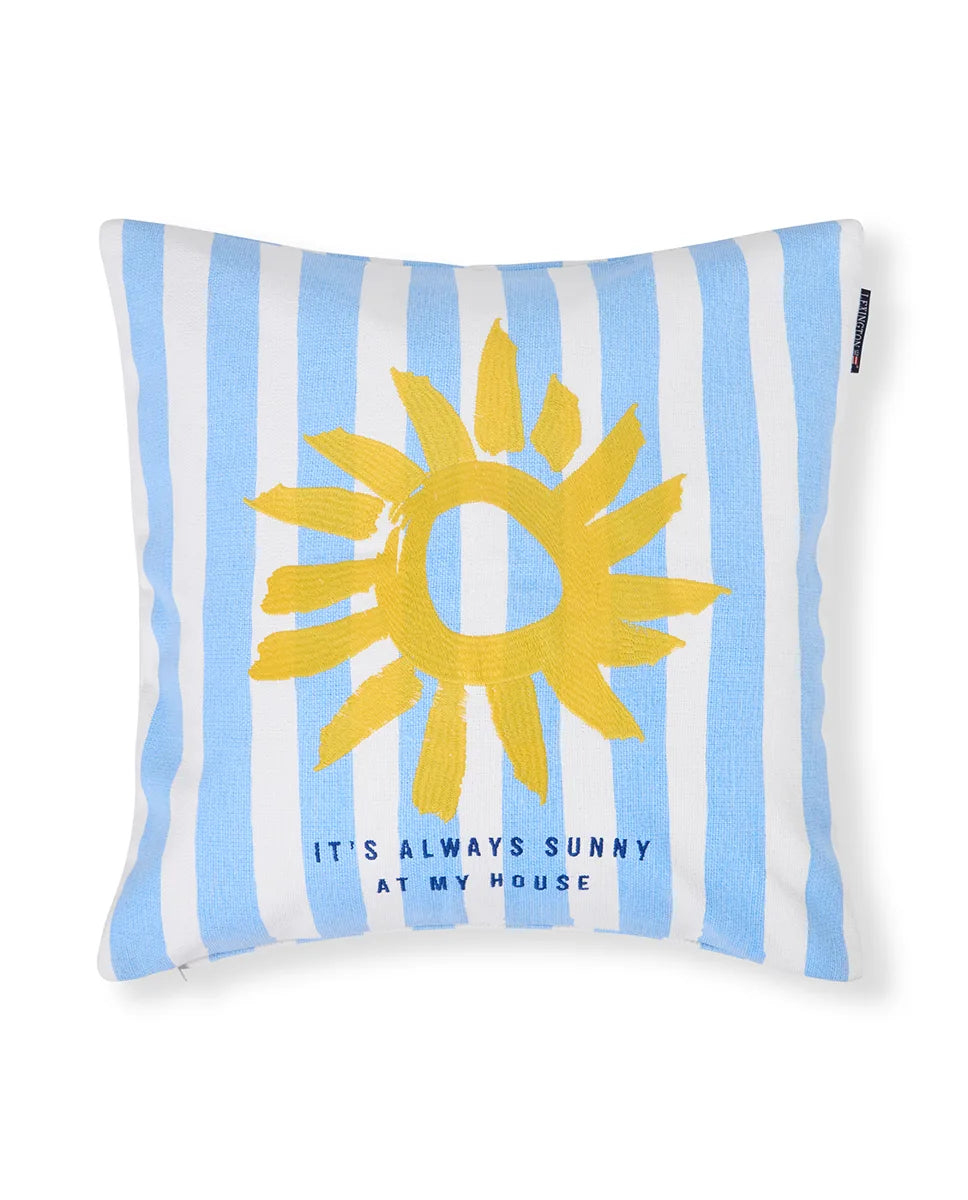 Printed Stripe Summer Organic Cotton Pillow Cover