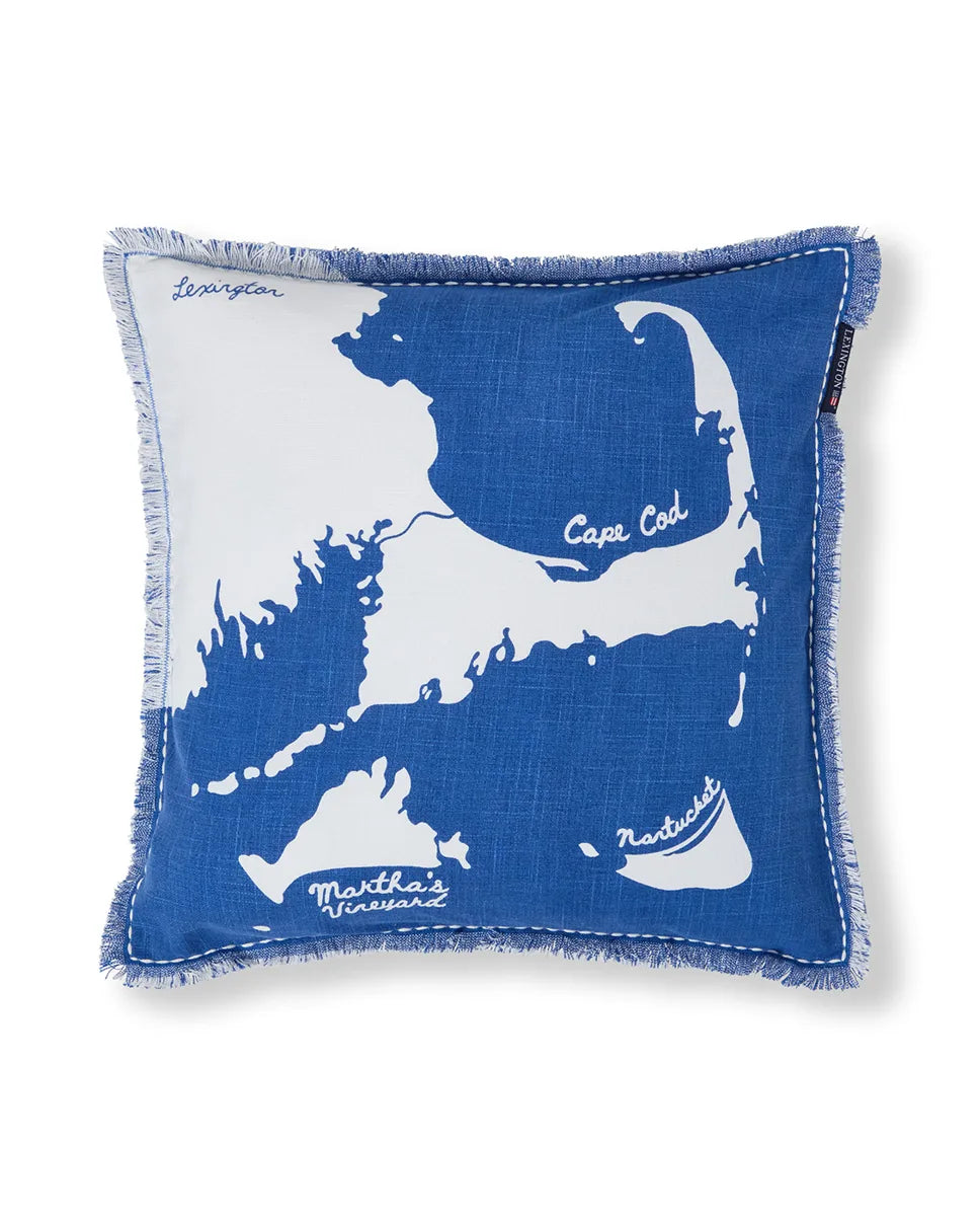 Map Printed Organic Cotton Pillow Cover