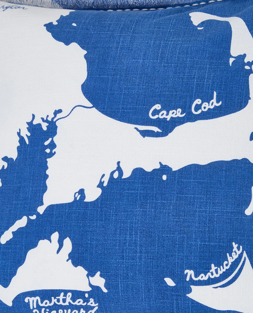 Map Printed Organic Cotton Pillow Cover