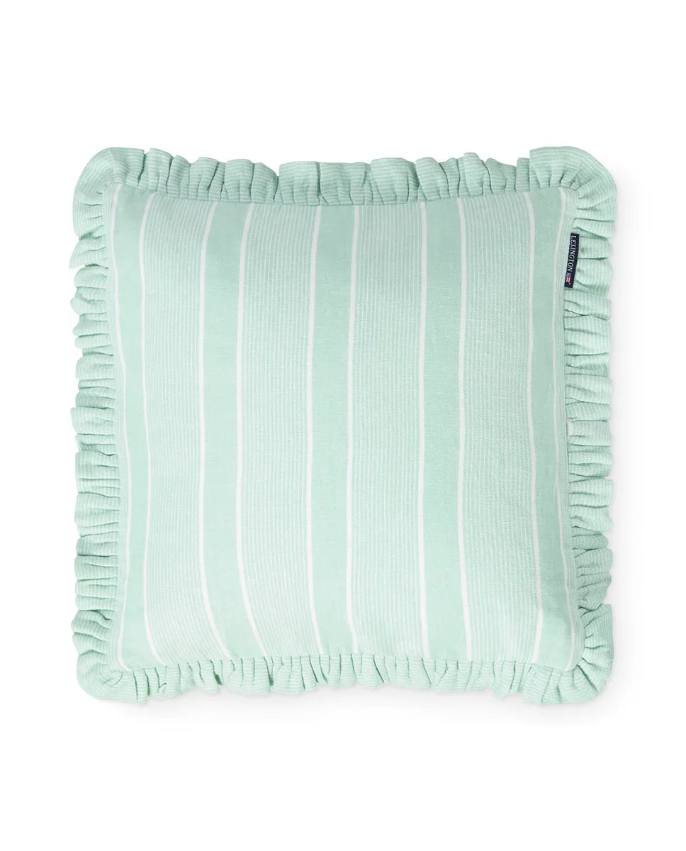 Striped Linen/Cotton Frill Pillow Cover