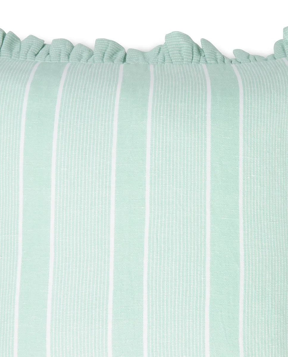 Striped Linen/Cotton Frill Pillow Cover