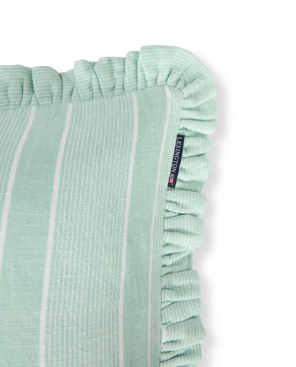 Striped Linen/Cotton Frill Pillow Cover