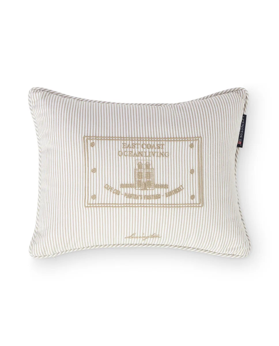 Beige/White Striped Organic Cotton 40x30 Pillow