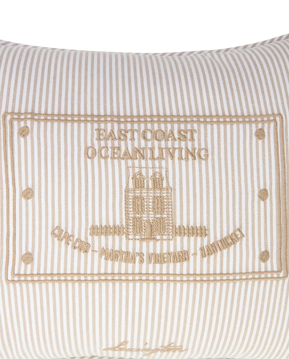 Beige/White Striped Organic Cotton 40x30 Pillow