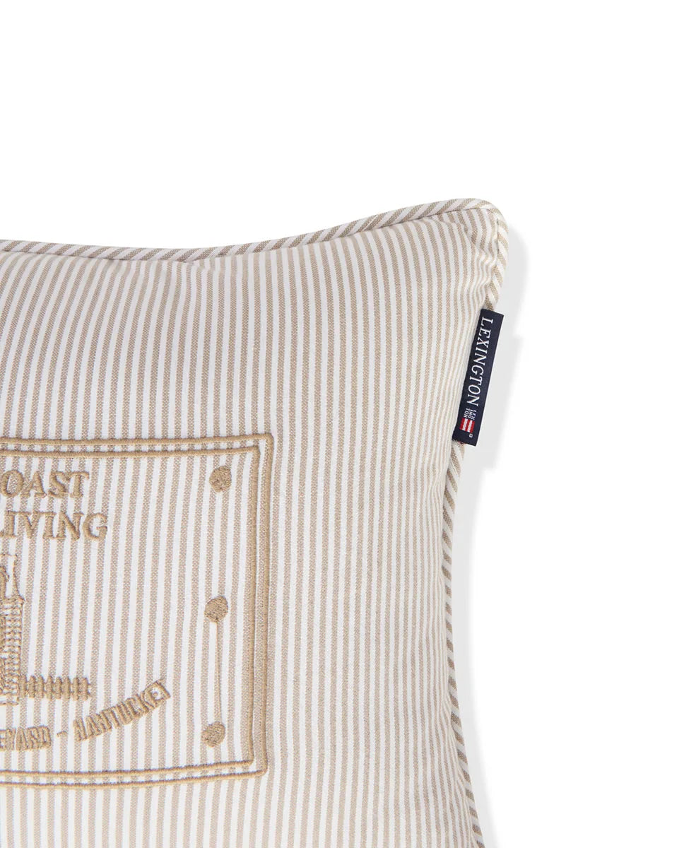 Beige/White Striped Organic Cotton 40x30 Pillow