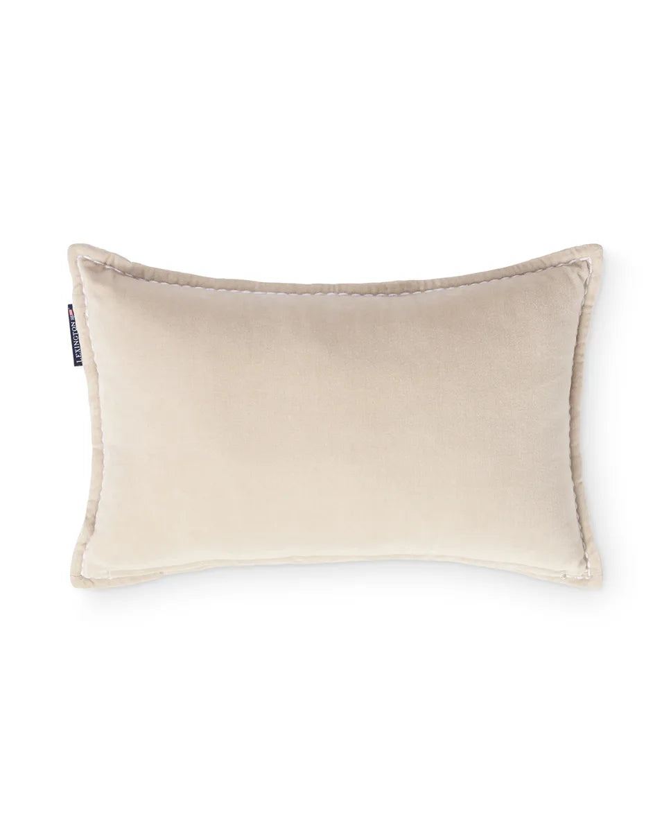 Beige Logo Organic Cotton Velvet 50x30 Pillow
