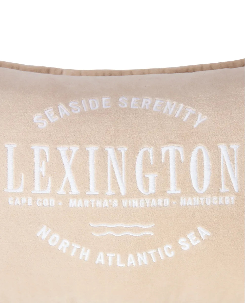 Beige Logo Organic Cotton Velvet 50x30 Pillow