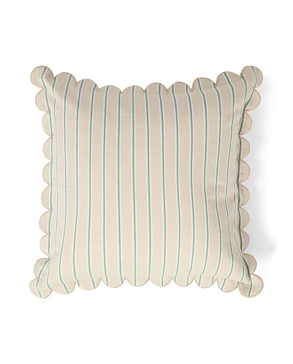 Striped Organic Cotton Scallop Wing Pillow Cover