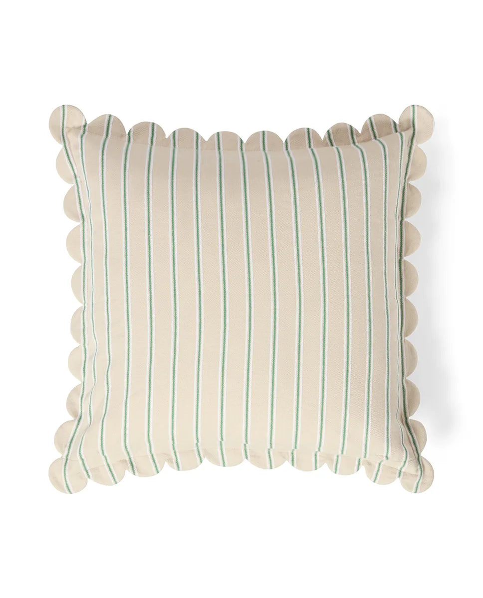 Striped Organic Cotton Scallop Wing Pillow Cover