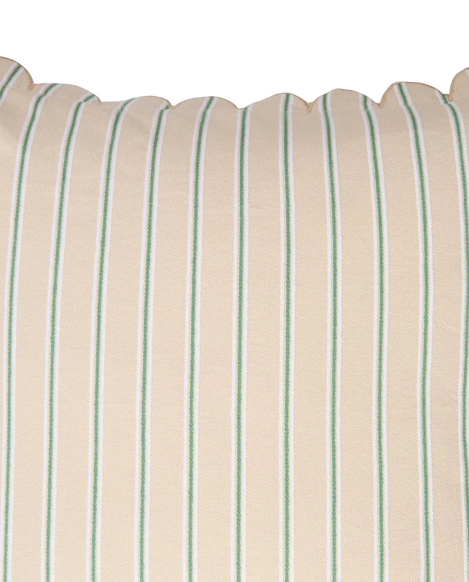 Striped Organic Cotton Scallop Wing Pillow Cover