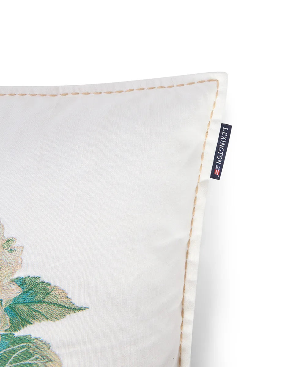 Floral Embroidered Linen/Cotton Pillow Cover