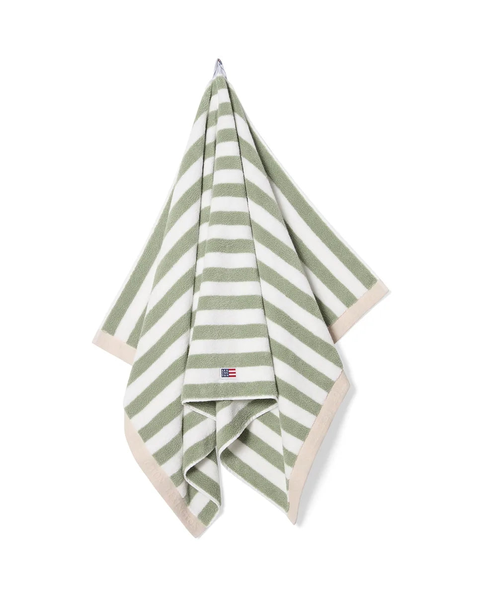Block Striped Towel Vintage Green/White/Moonbeam