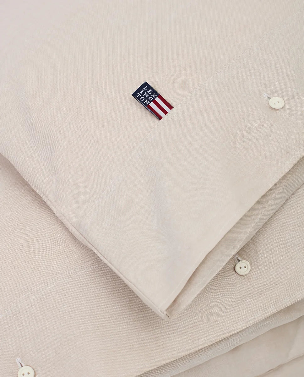 Pin Point Beige Cotton Duvet Cover