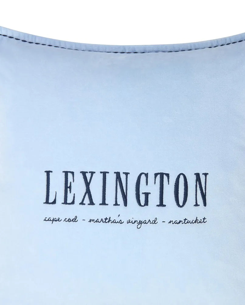 Poszewka na poduszkę z organicznej bawełny z aksamitu z logo Lexington, niebieska