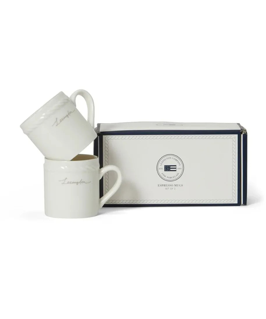 Filiżanka Lexington porcelain espresso mug (set of 2), white/beige Lexington LEXINGTON