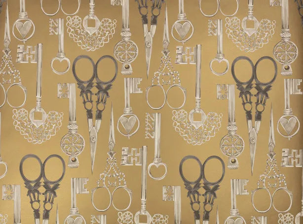 Roxanne Wallcovering Vintage Gold Temperley London x Romo