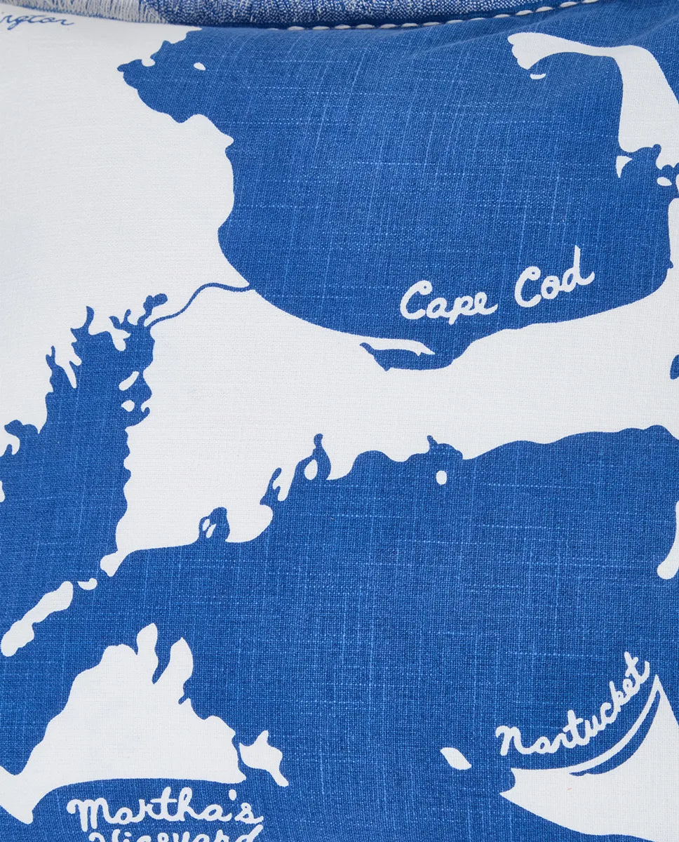 Map Printed Organic Cotton Pillow Cover