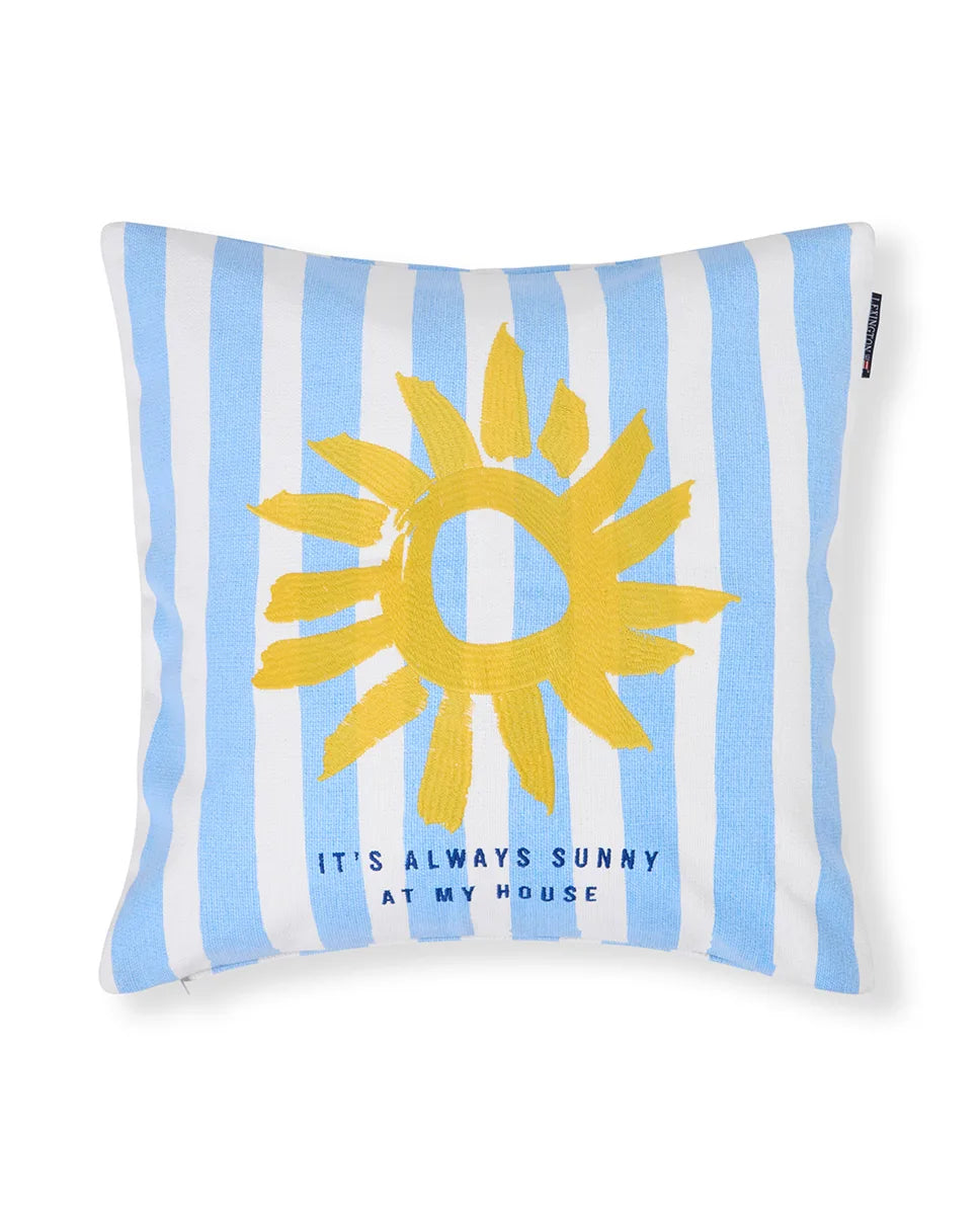 Printed Stripe Summer Organic Cotton Pillow Cover