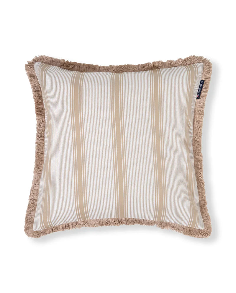 Striped Organic Cotton Fringe Pillow Cover