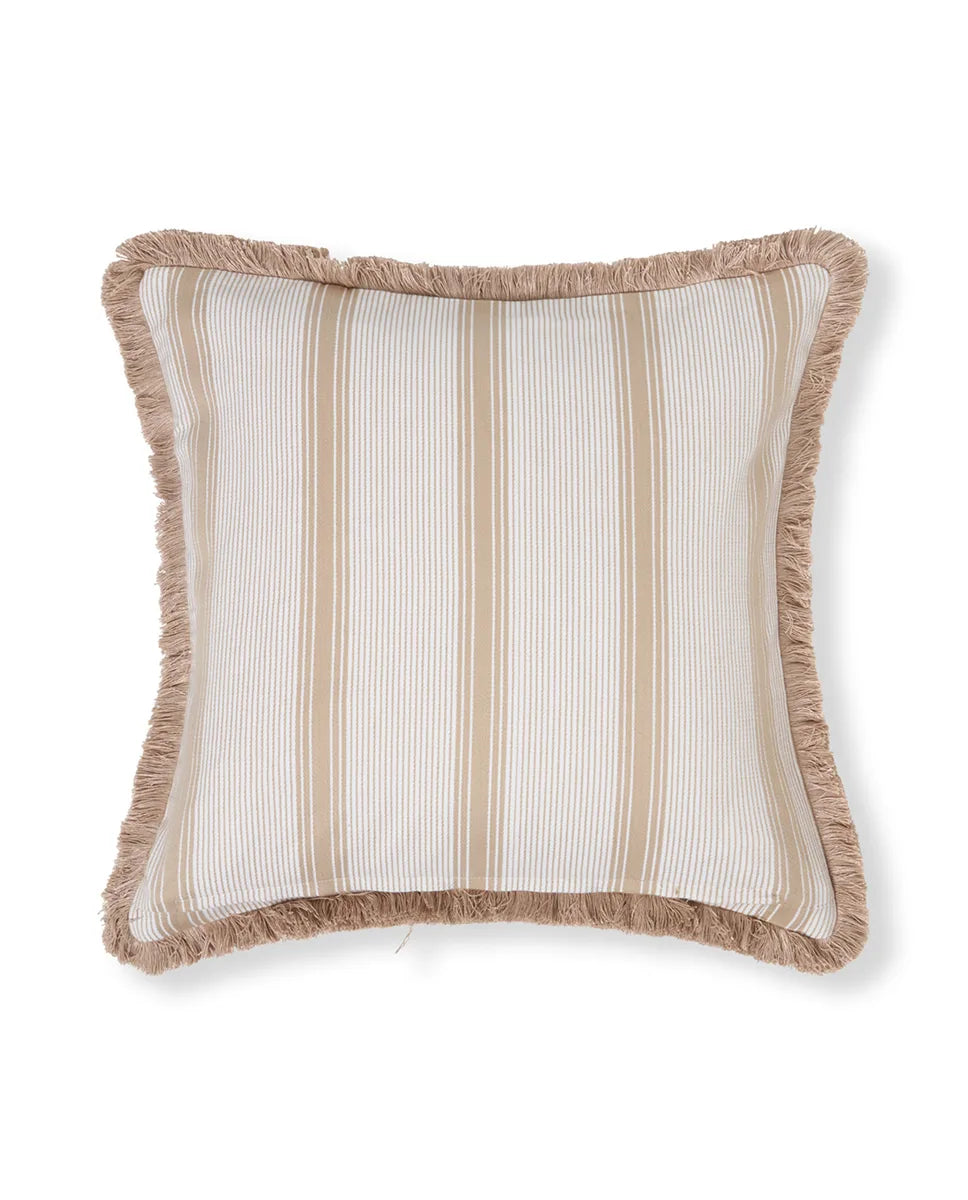 Striped Organic Cotton Fringe Pillow Cover