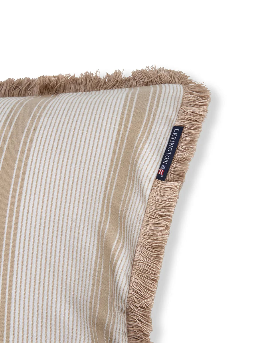 Striped Organic Cotton Fringe Pillow Cover