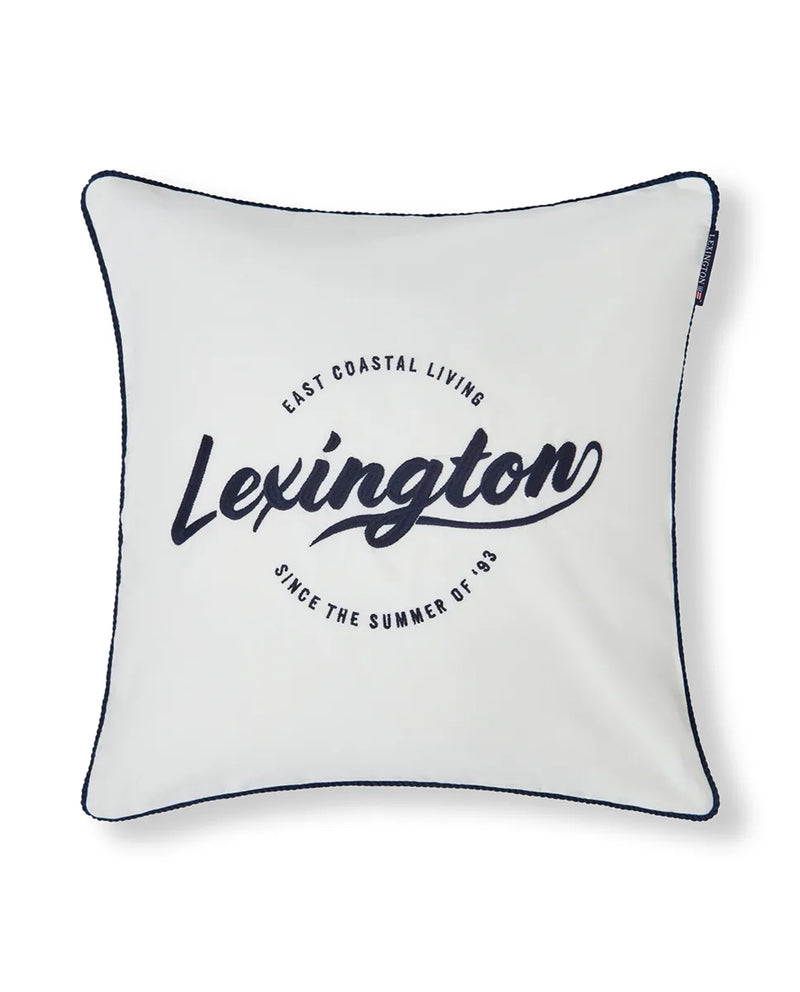 White Logo Organic Cotton Twill Pillow Cover