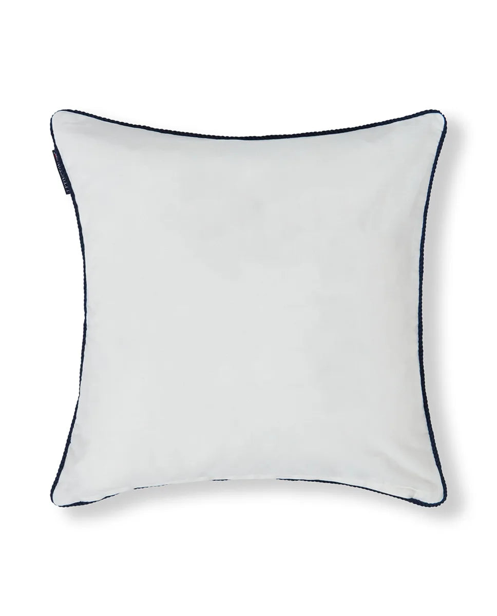 White Logo Organic Cotton Twill Pillow Cover