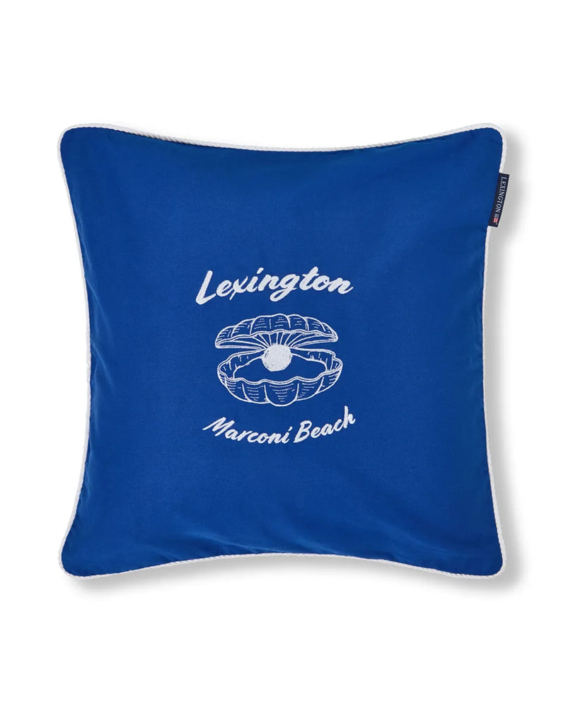 Blue Logo Organic Cotton Twill Pillow Cover