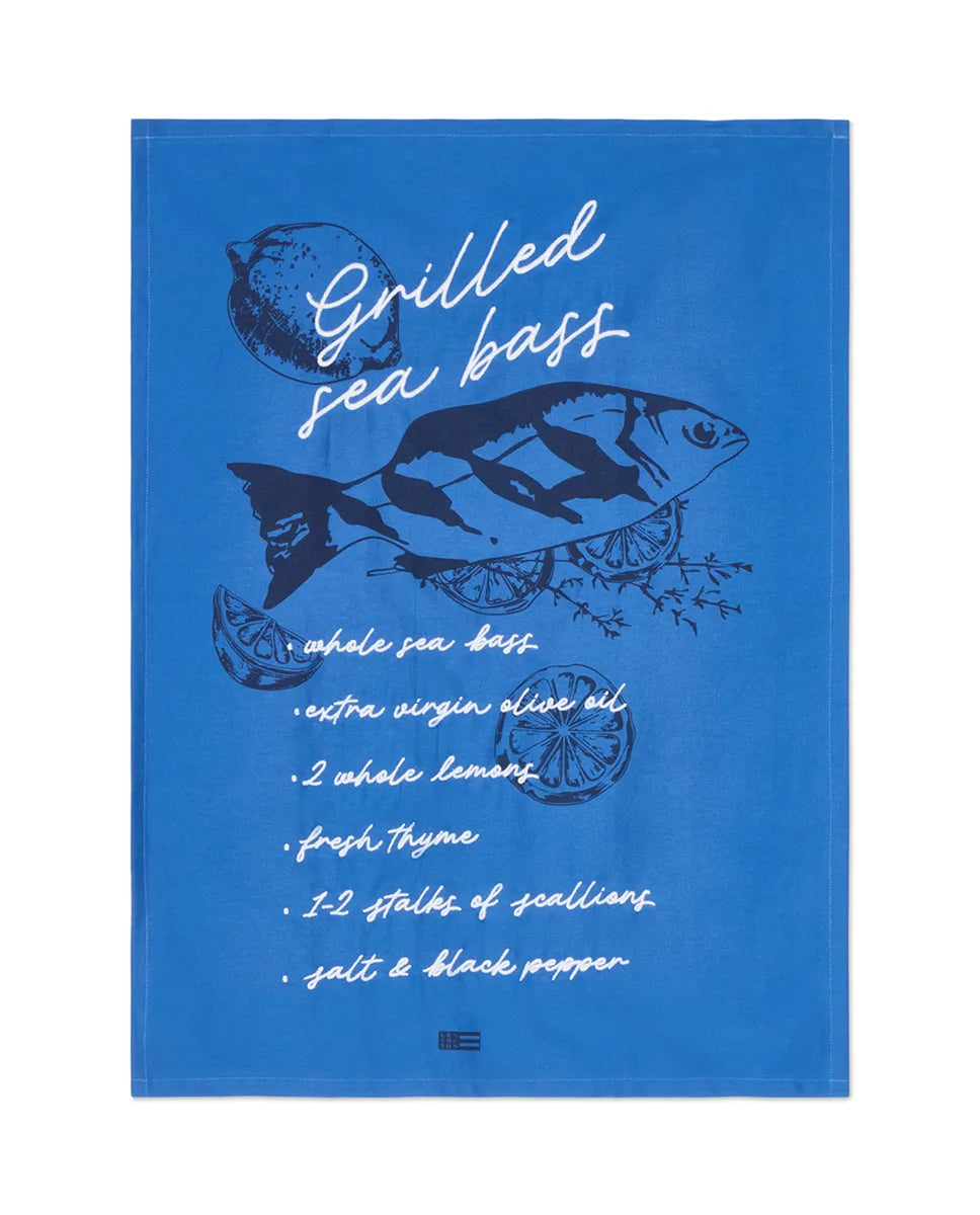 Grilled Sea Bass Organic Cotton Kitchen Towel