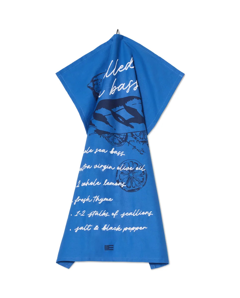 Grilled Sea Bass Organic Cotton Kitchen Towel
