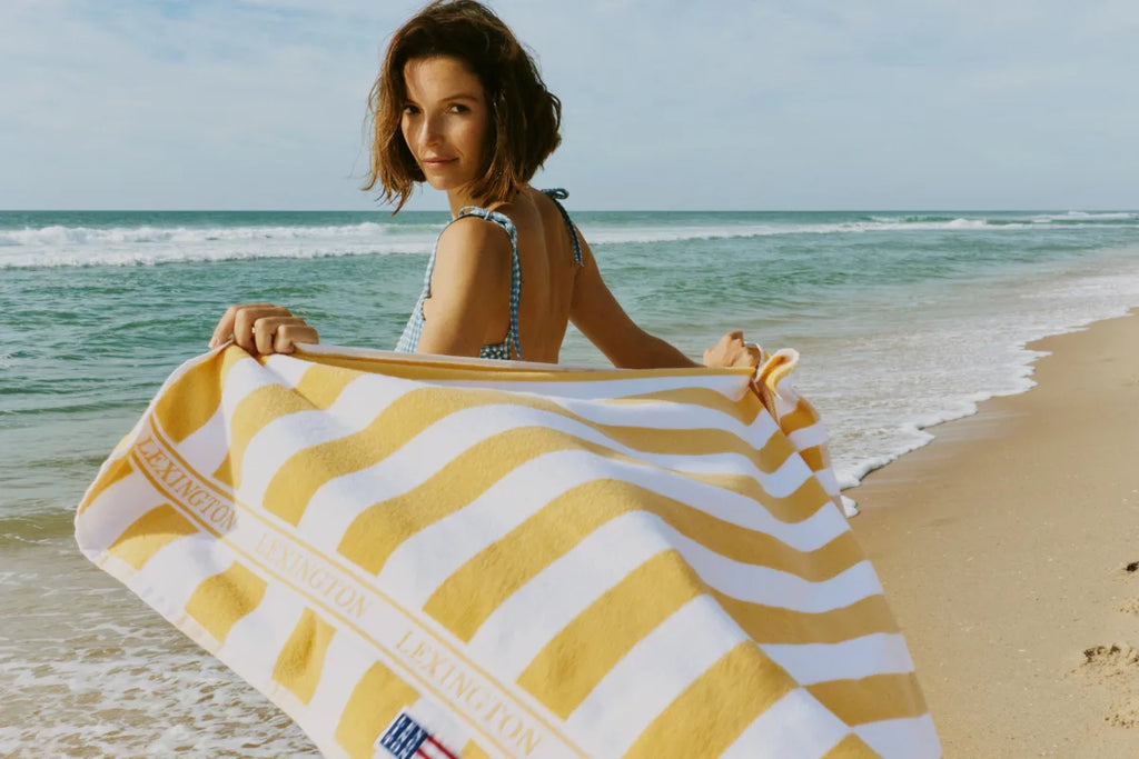 Block Striped Cotton Terry Beach Towel