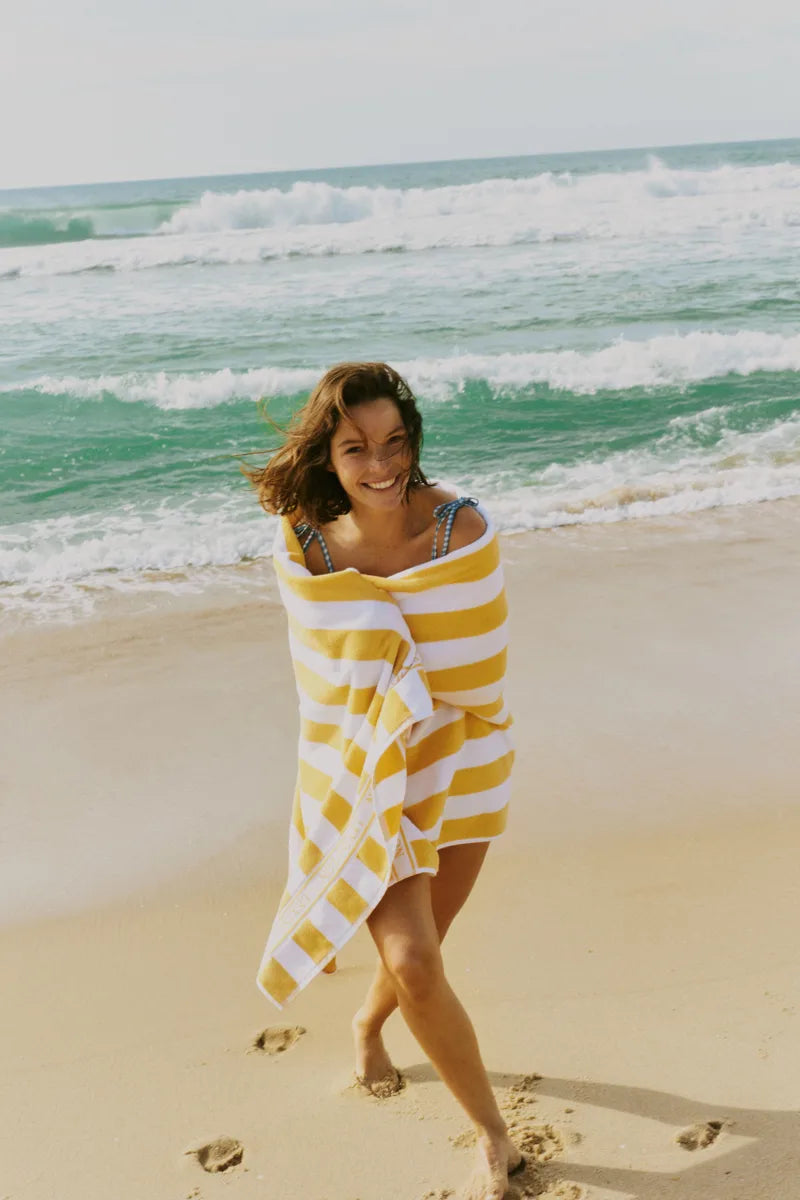Block Striped Cotton Terry Beach Towel