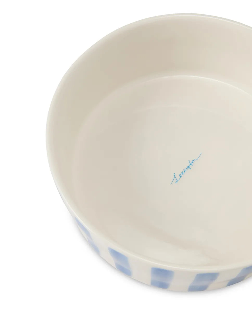 Striped Stoneware Dog Bowl