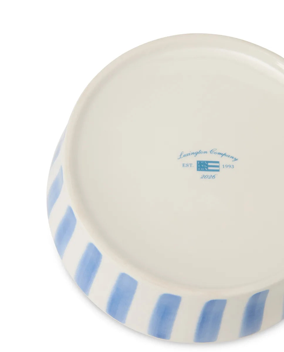 Striped Stoneware Dog Bowl