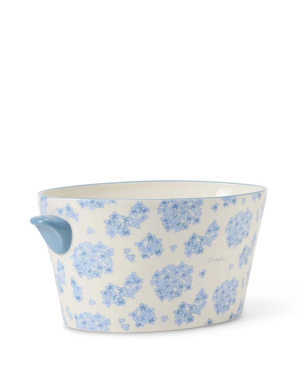 Floral Stoneware Pot with Handles