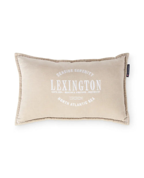 Beige Logo Organic Cotton Velvet 50x30 Pillow