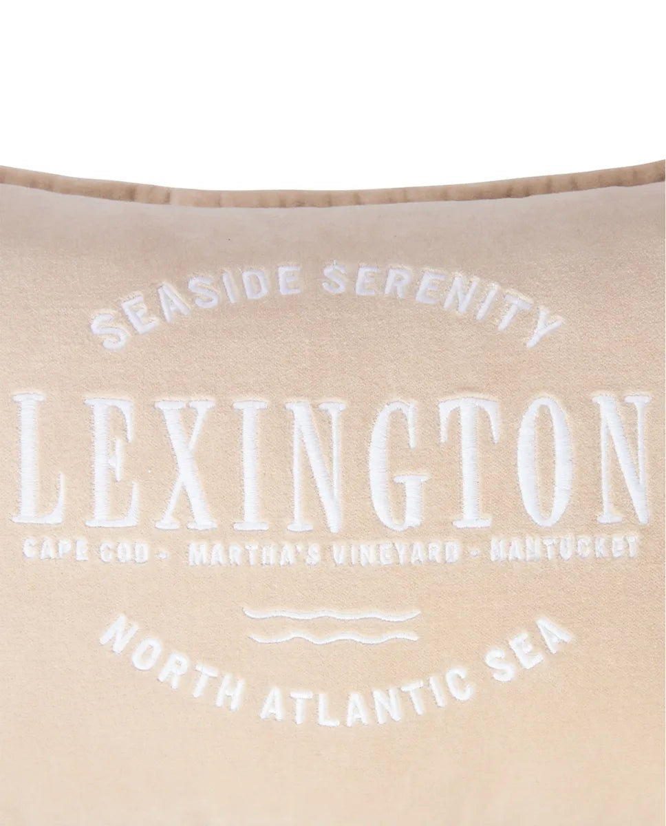 Beige Logo Organic Cotton Velvet 50x30 Pillow