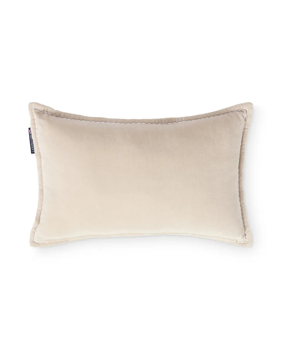 Beige Logo Organic Cotton Velvet 50x30 Pillow