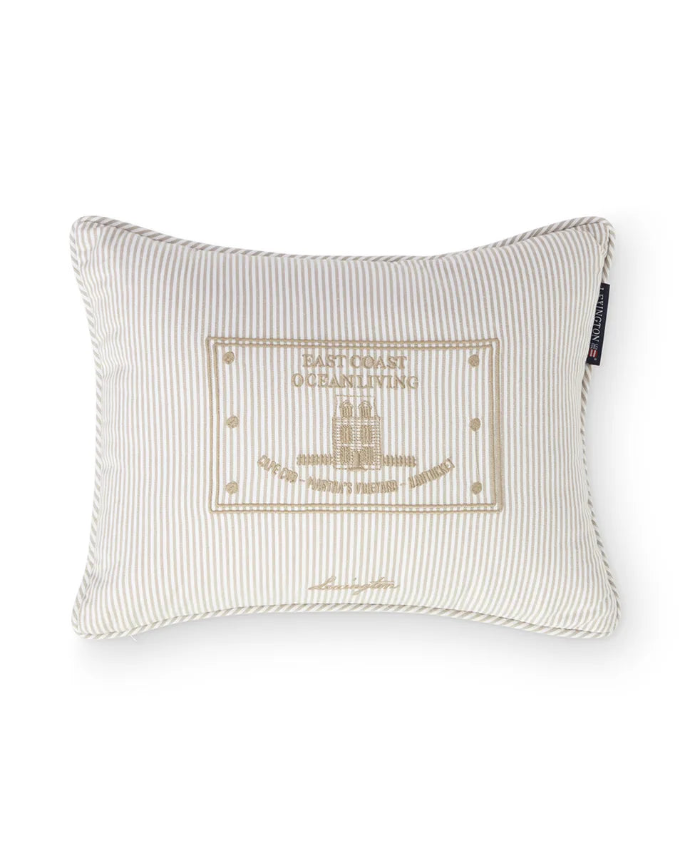 Beige/White Striped Organic Cotton 40x30 Pillow