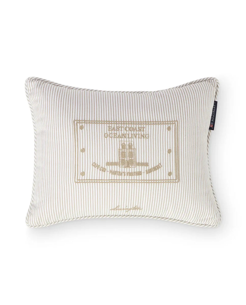 Beige/White Striped Organic Cotton 40x30 Pillow