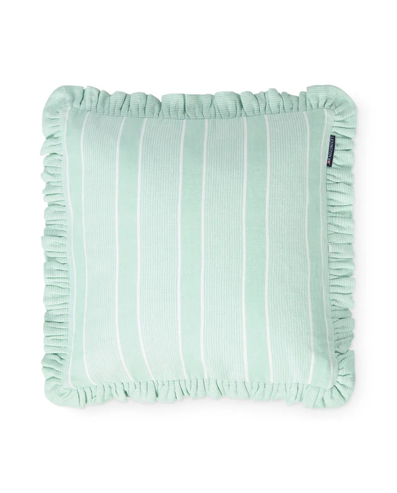 Striped Linen/Cotton Frill Pillow Cover